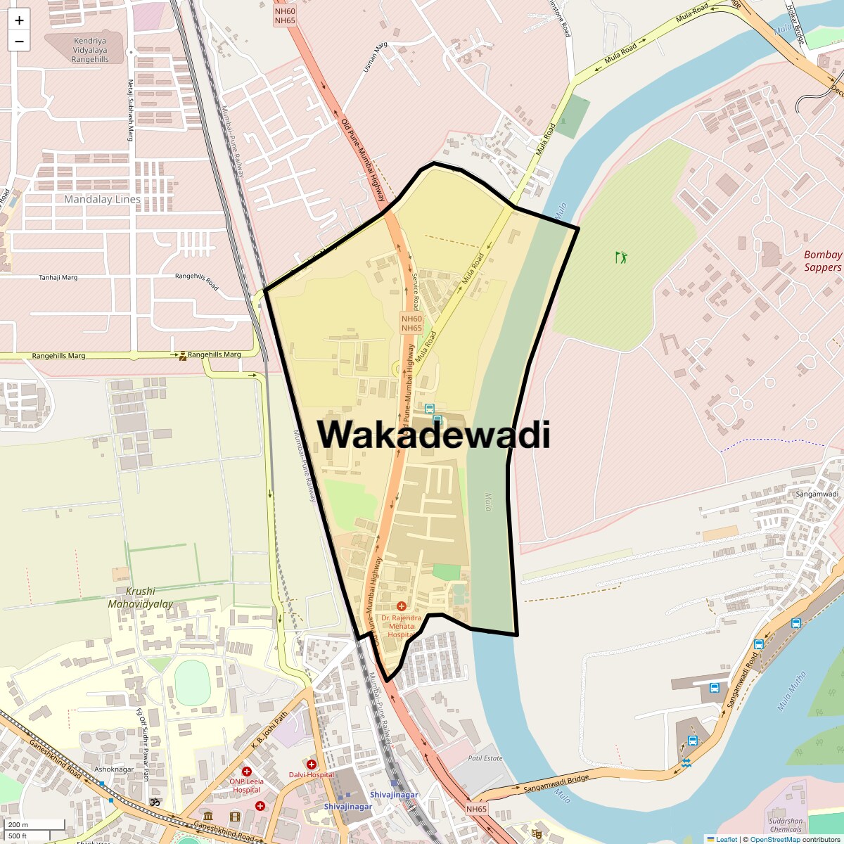 Location Map of Wakadewadi, Pune