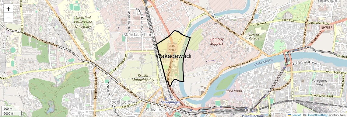 Location Map of Wakadewadi, Pune