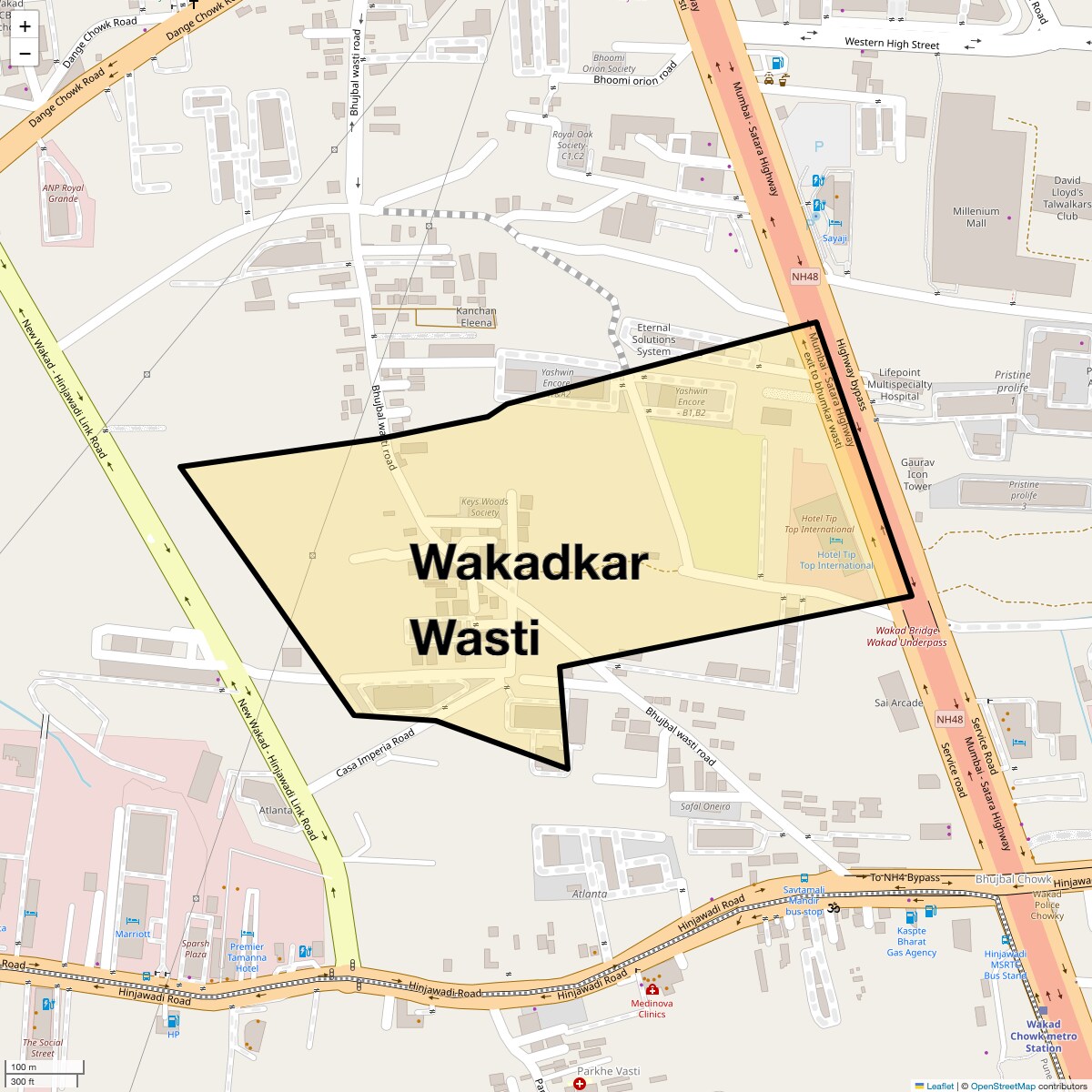 Location Map of Wakadkar Wasti, Pune