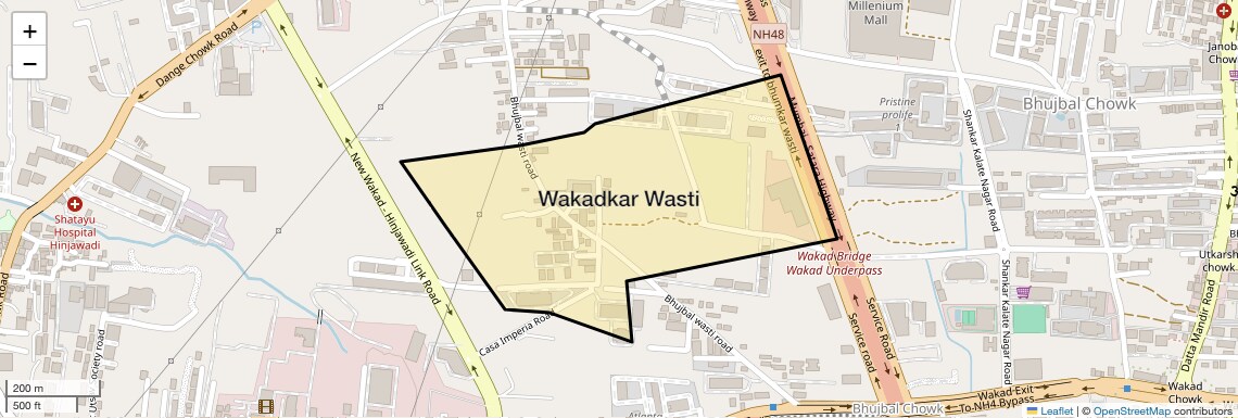 Location Map of Wakadkar Wasti, Pune