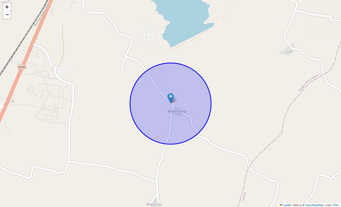 Location Map of Wakeshwar, Nagpur