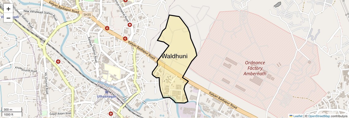 Location Map of Waldhuni, Thane