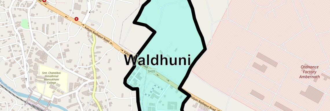 Location Map of Waldhuni, Thane