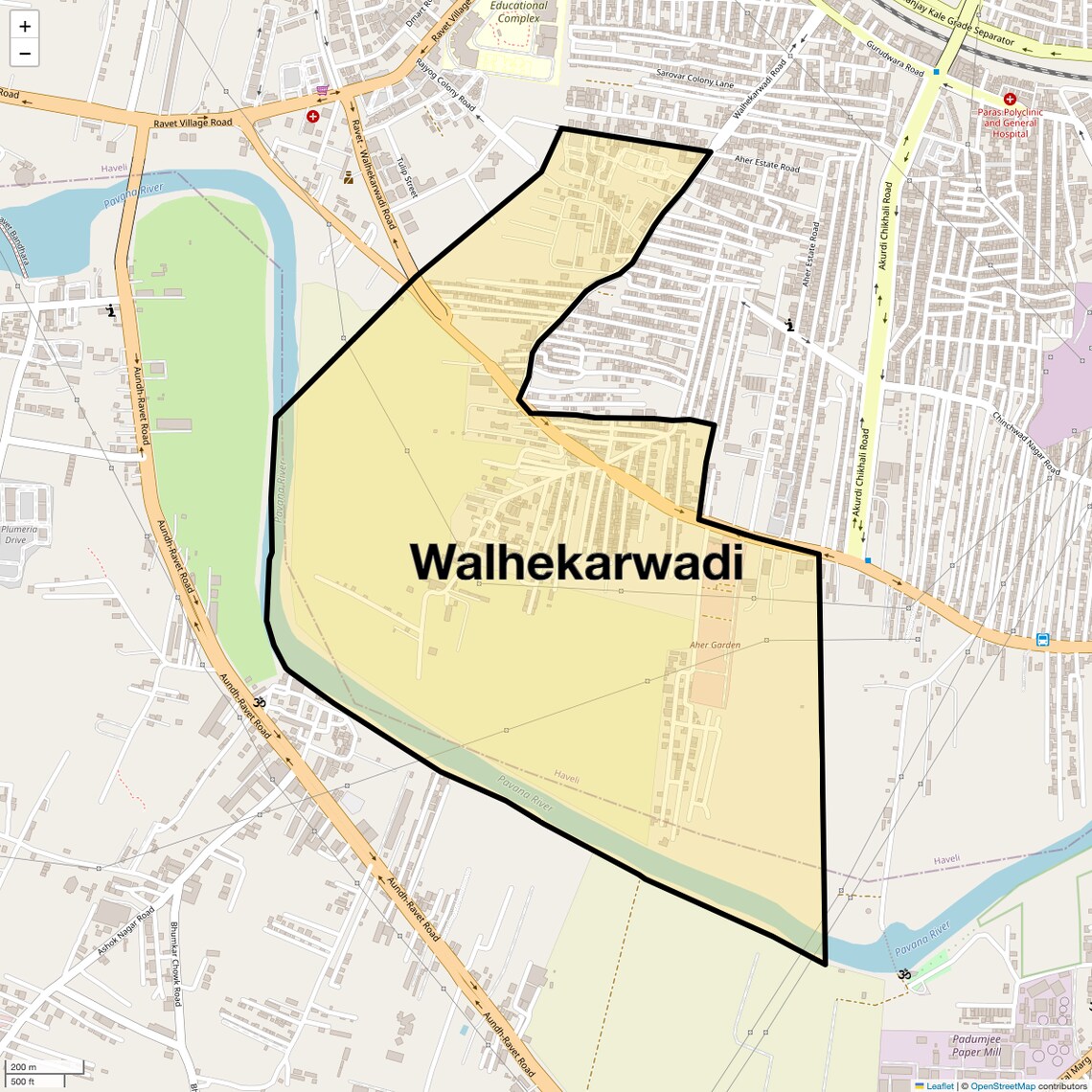 Location Map of Walhekarwadi, Pune