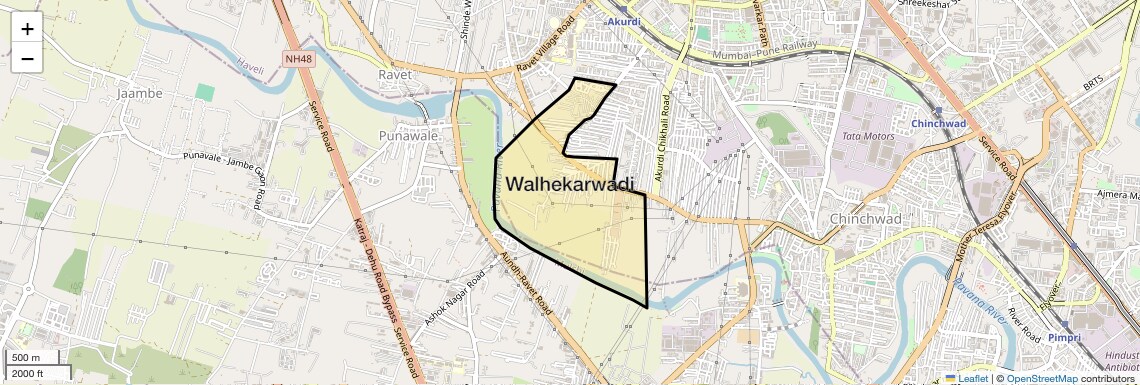 Location Map of Walhekarwadi, Pune