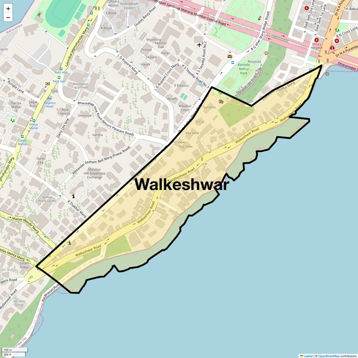 Location Map of Walkeshwar, Mumbai