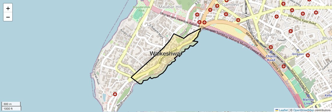 Location Map of Walkeshwar, Mumbai