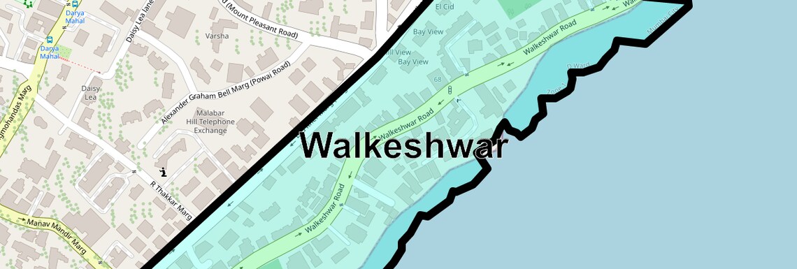 Location Map of Walkeshwar, Mumbai