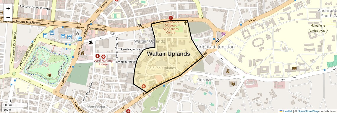 Location Map of Waltair Uplands, Vizag
