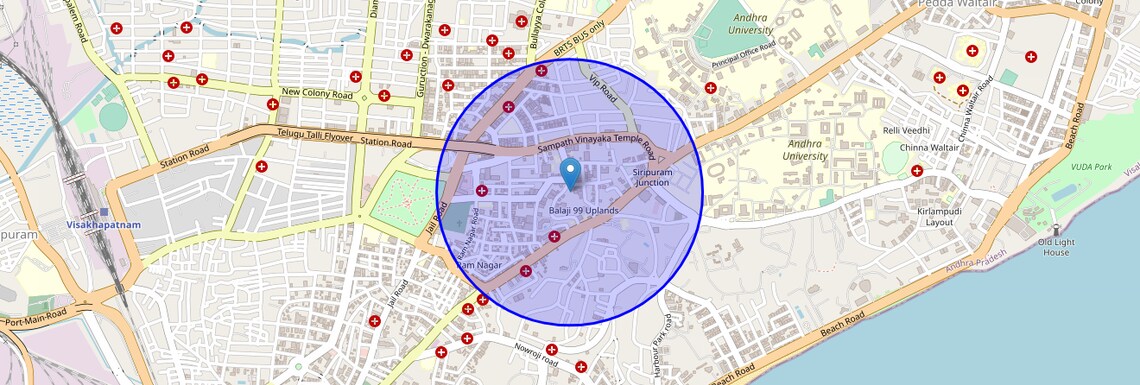 Location Map of Waltair Uplands, Vizag