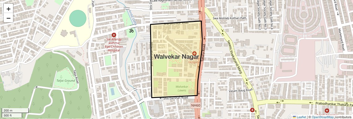Location Map of Walvekar Nagar, Pune
