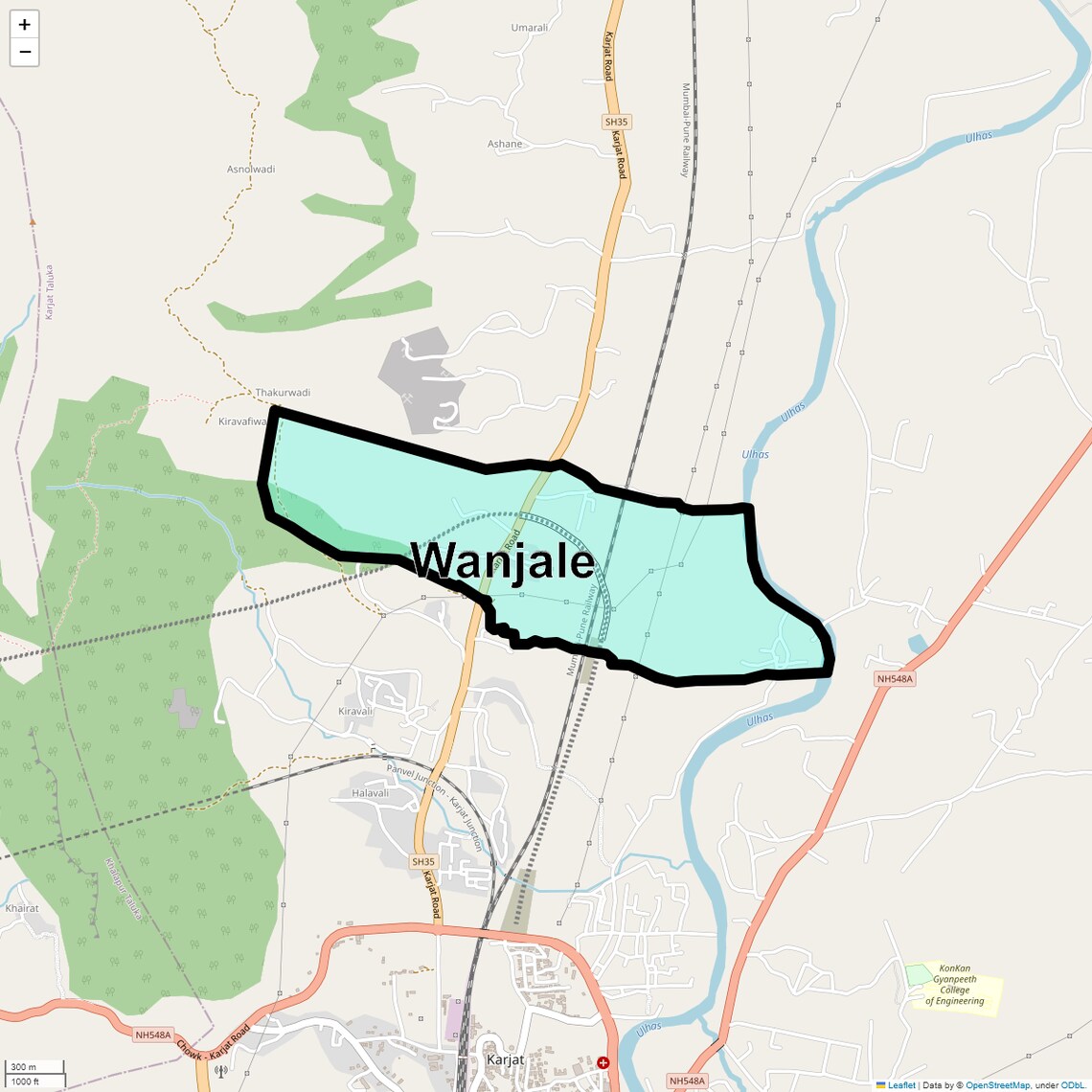 Location Map of Wanjale, Navi Mumbai