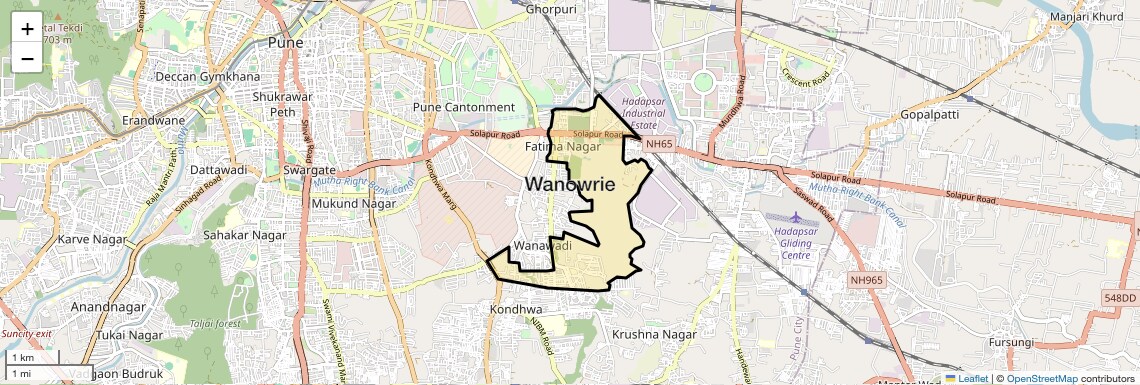 Location Map of Wanowrie, Pune