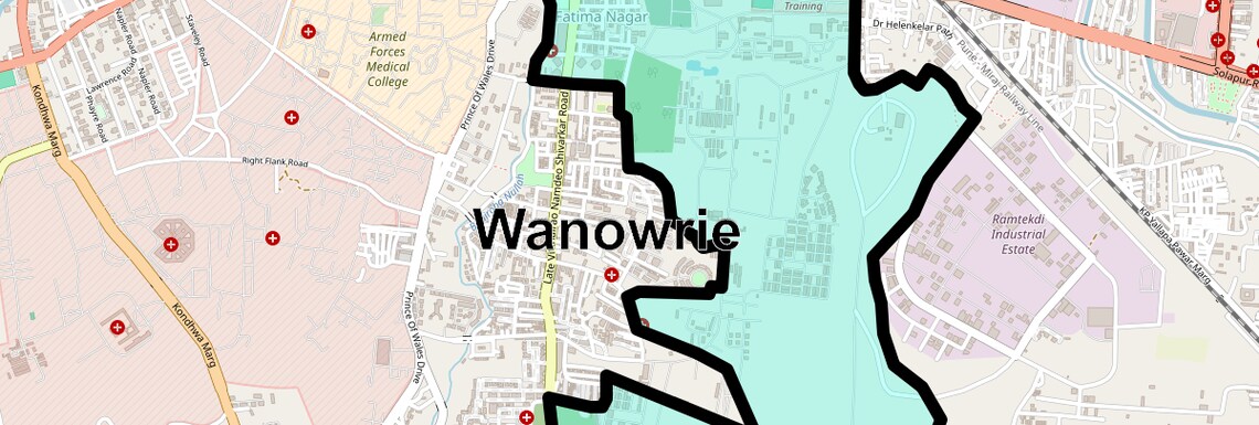 Location Map of Wanowrie, Pune