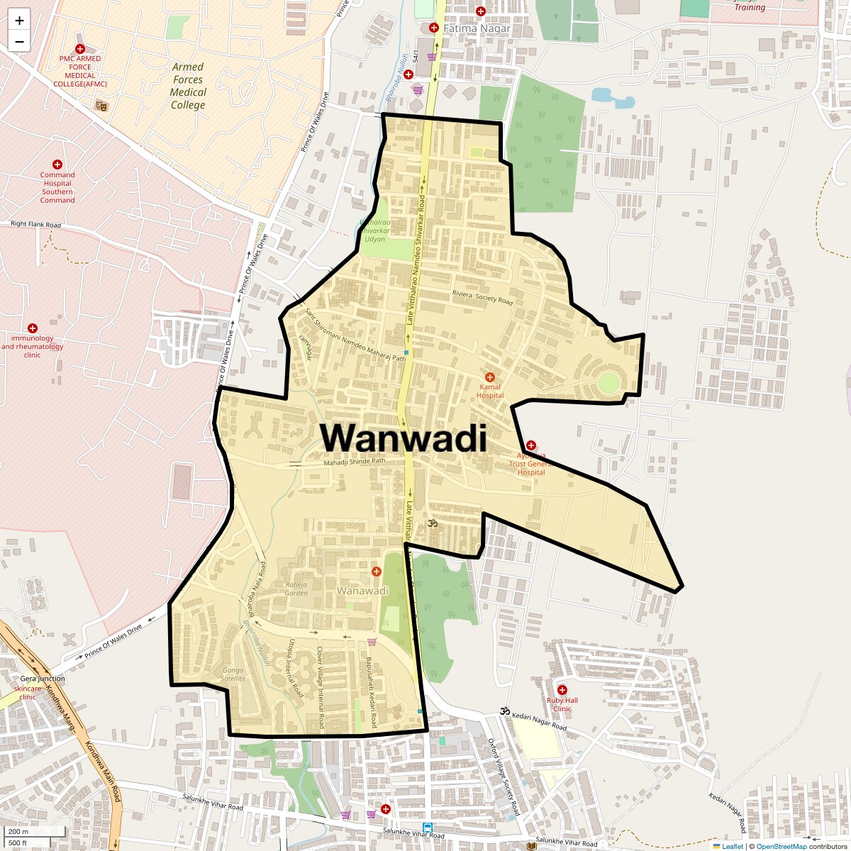 Location Map of Wanwadi, Pune