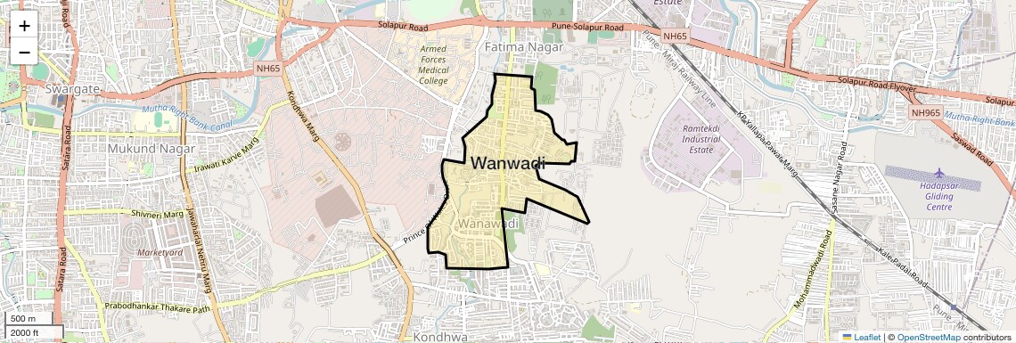 Location Map of Wanwadi, Pune