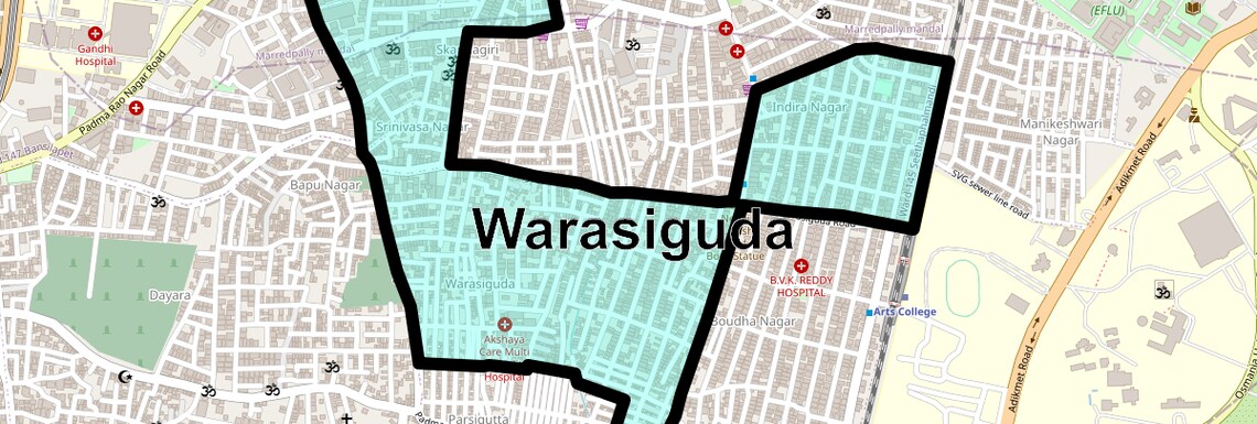 Location Map of Warasiguda, Hyderabad