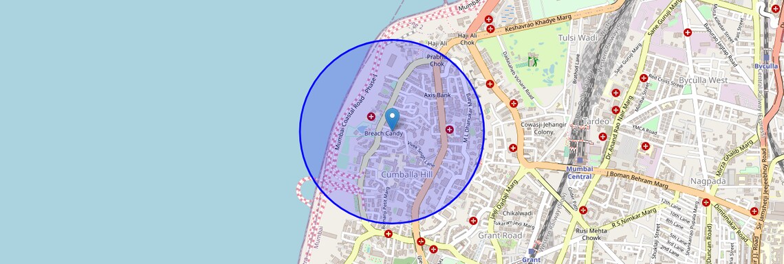 Location Map of Warden Road, Mumbai