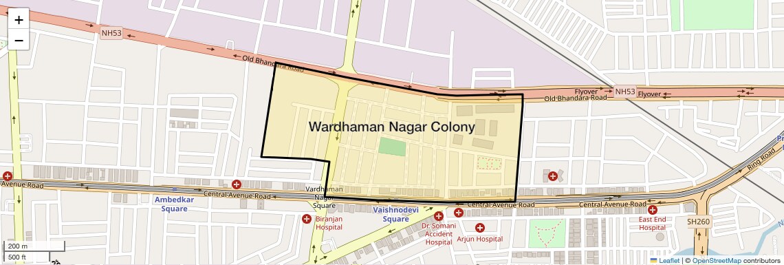 Location Map of Wardhaman Nagar Colony, Nagpur
