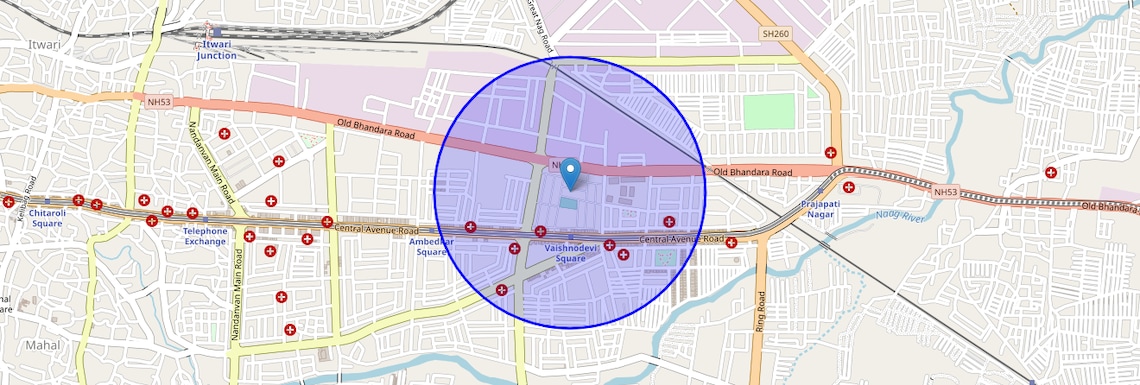 Location Map of Wardhaman Nagar Colony, Nagpur