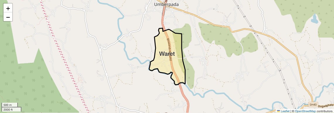 Location Map of Waret, Thane