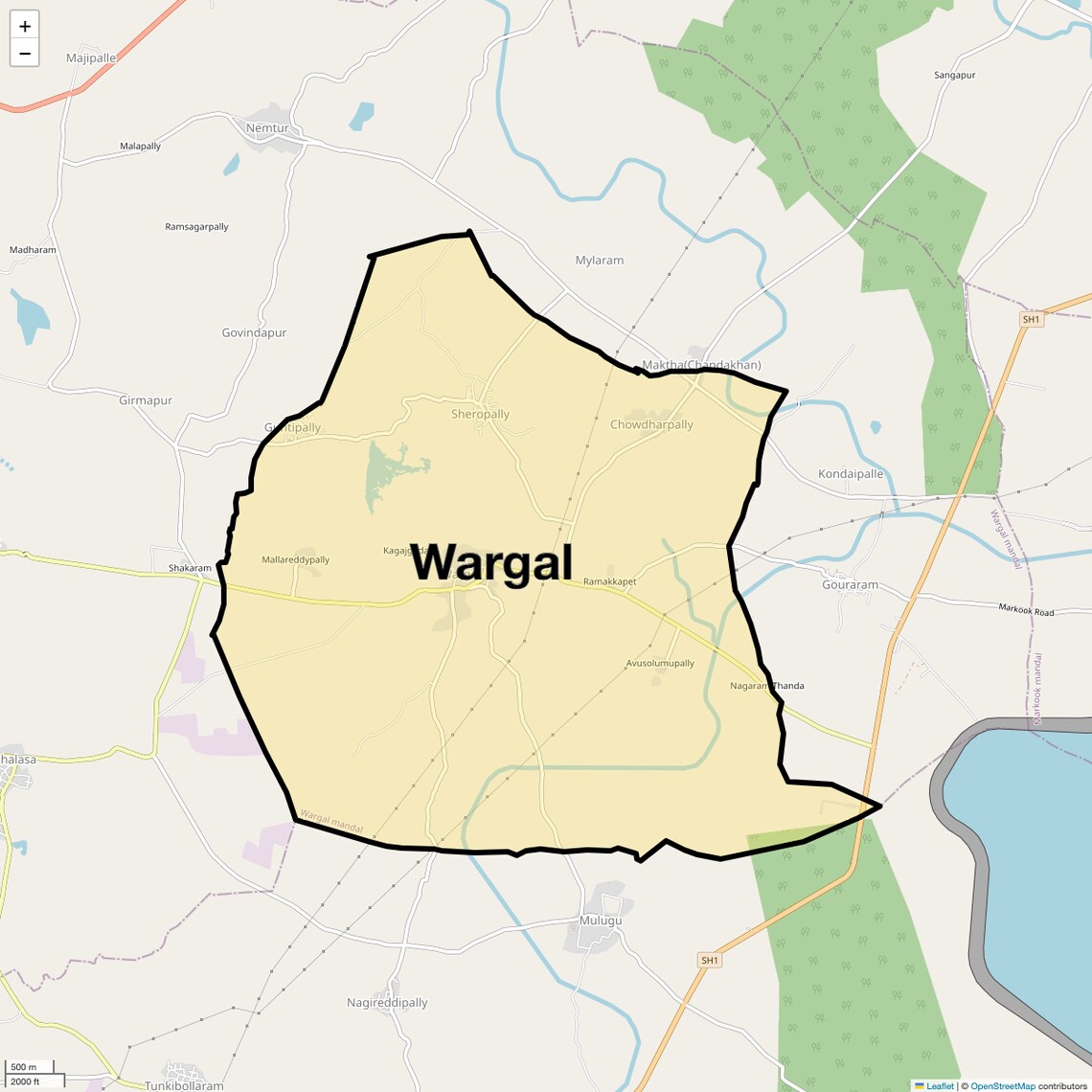 Location Map of Wargal, Hyderabad