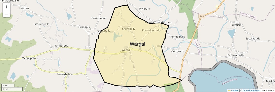Location Map of Wargal, Hyderabad