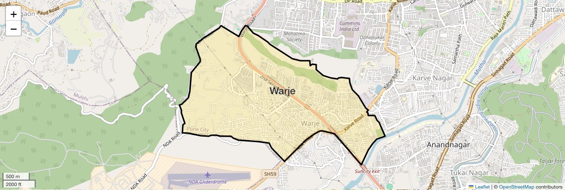 Location Map of Warje, Pune