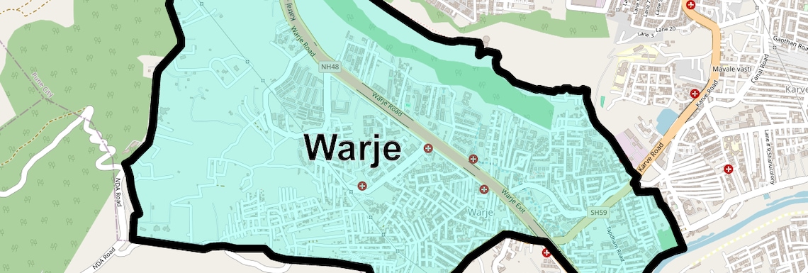 Location Map of Warje, Pune