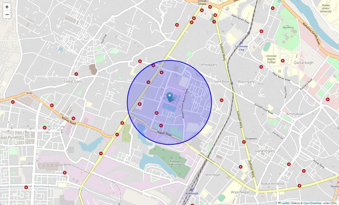 Location Map of Water Works, Lucknow