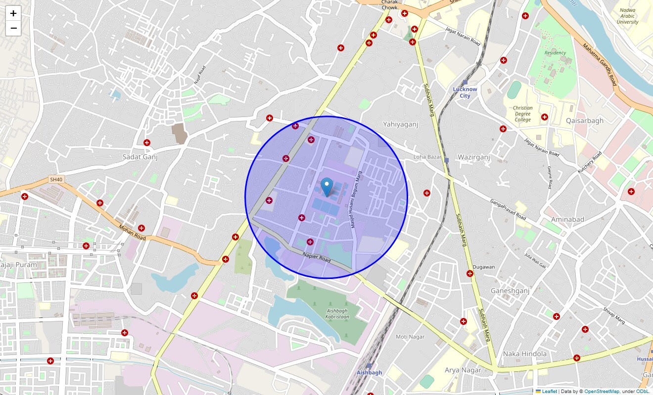 Location Map of Water Works, Lucknow