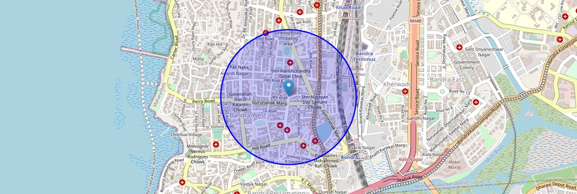 Location Map of Waterfield Road, Mumbai