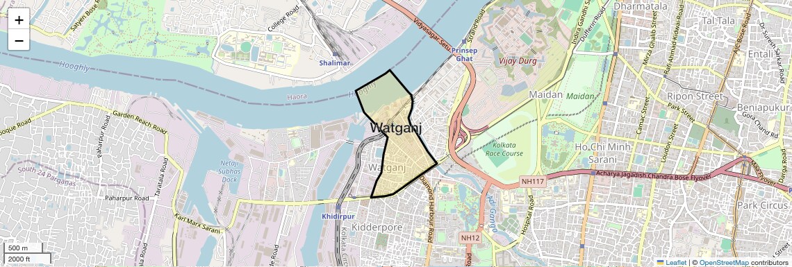 Location Map of Watganj, Kolkata