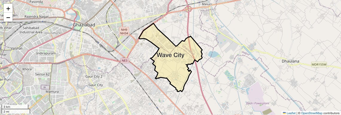 Location Map of Wave City, Ghaziabad