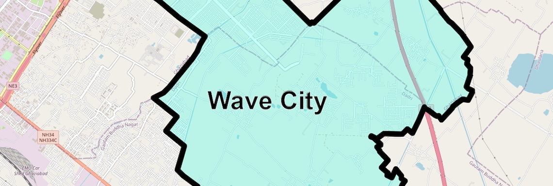 Location Map of Wave City, Ghaziabad