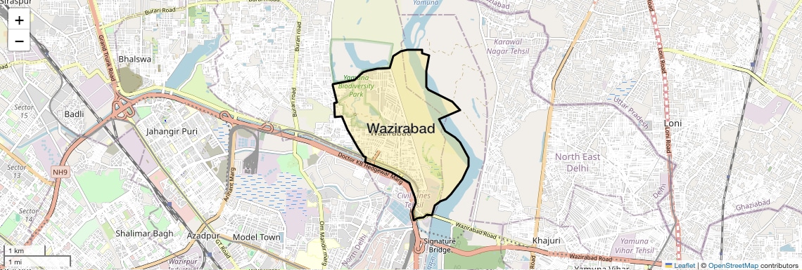Location Map of Wazirabad, Delhi