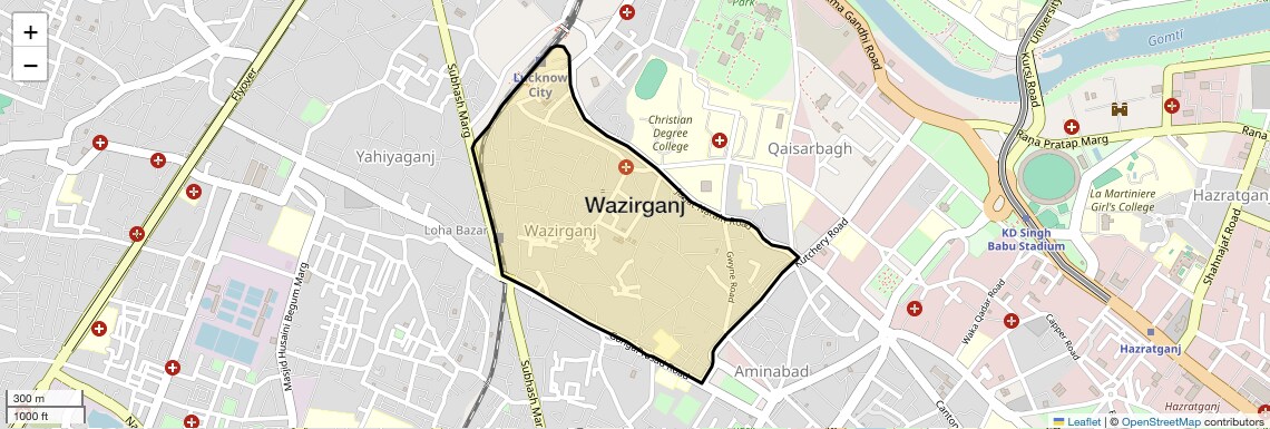 Location Map of Wazirganj, Lucknow