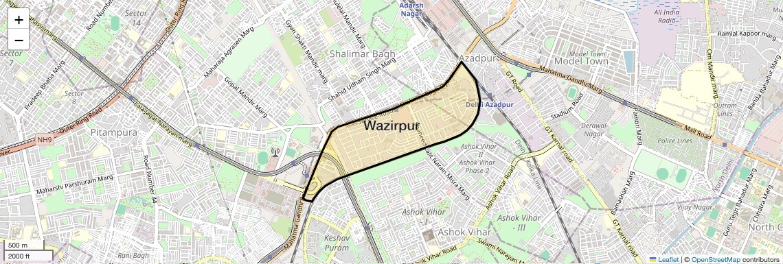 Location Map of Wazirpur, Delhi
