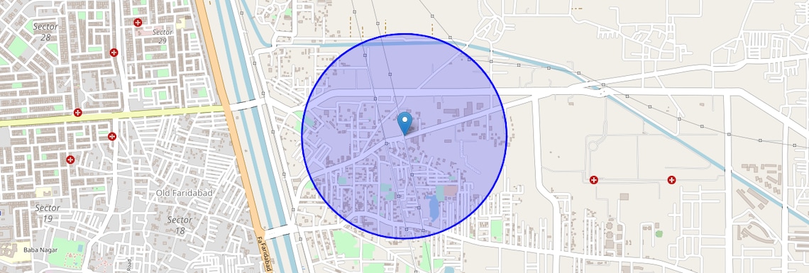 Location Map of Wazirpur Road, Faridabad