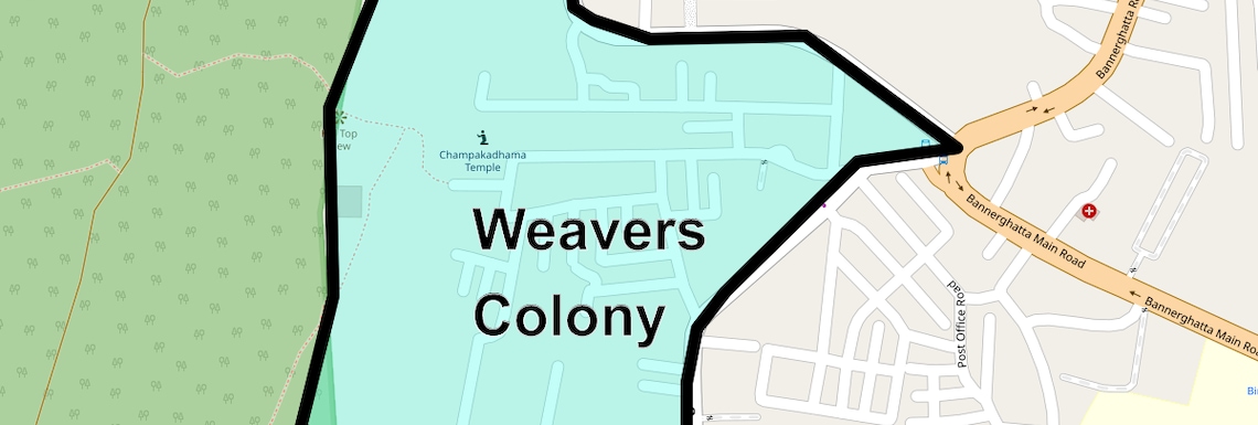 Location Map of Weavers Colony, Bangalore