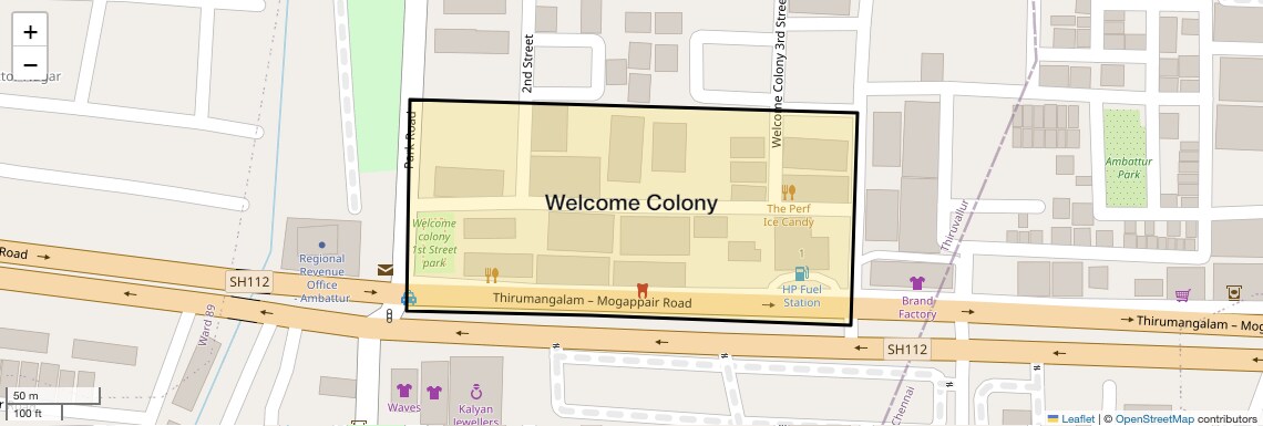 Location Map of Welcome Colony, Chennai
