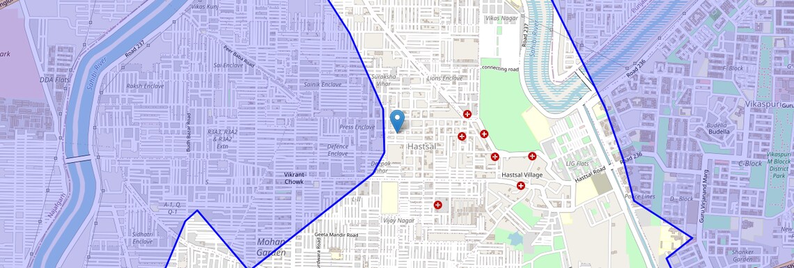 Location Map of West Delhi, Delhi