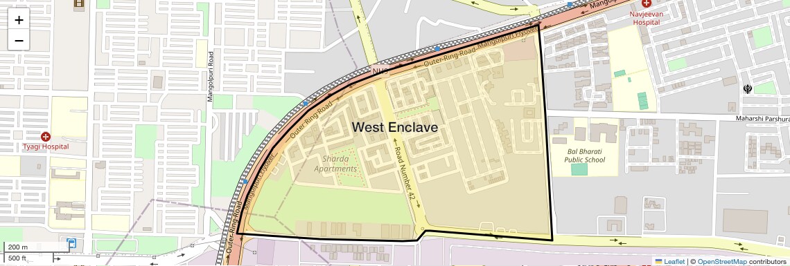 Location Map of West Enclave, Delhi