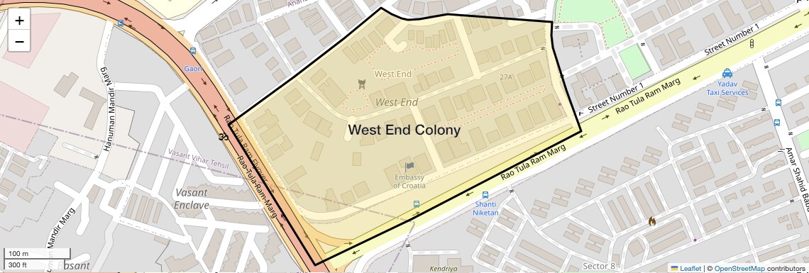 Location Map of West End Colony, Delhi