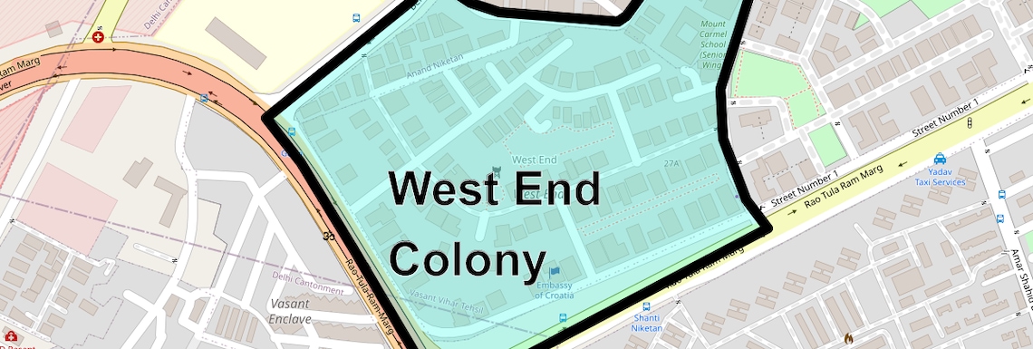 Location Map of West End Colony, Delhi