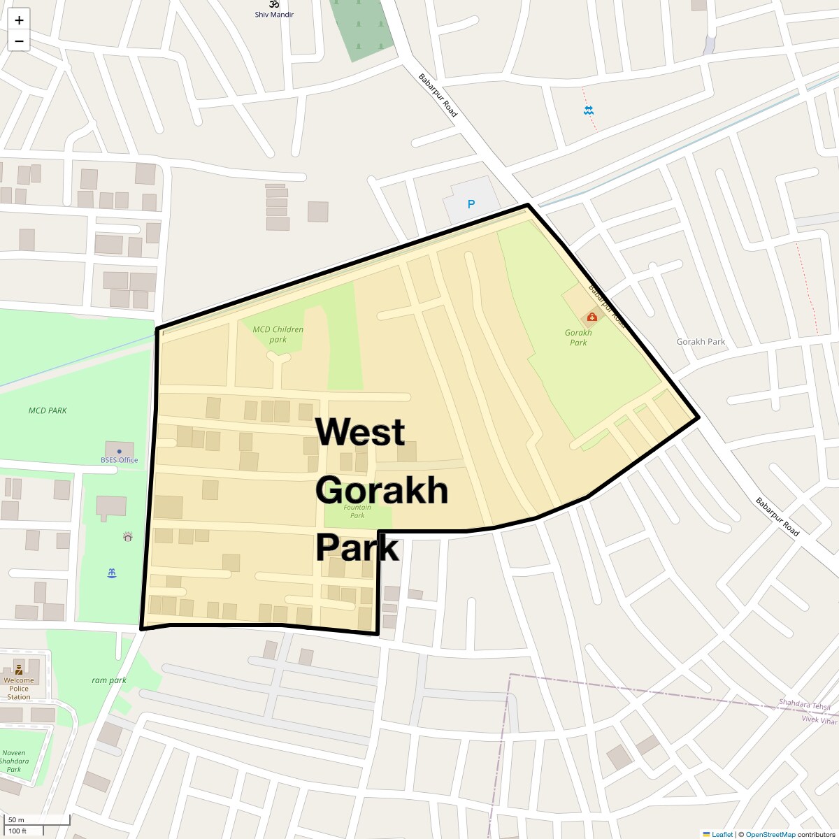Location Map of West Gorakh Park, Delhi