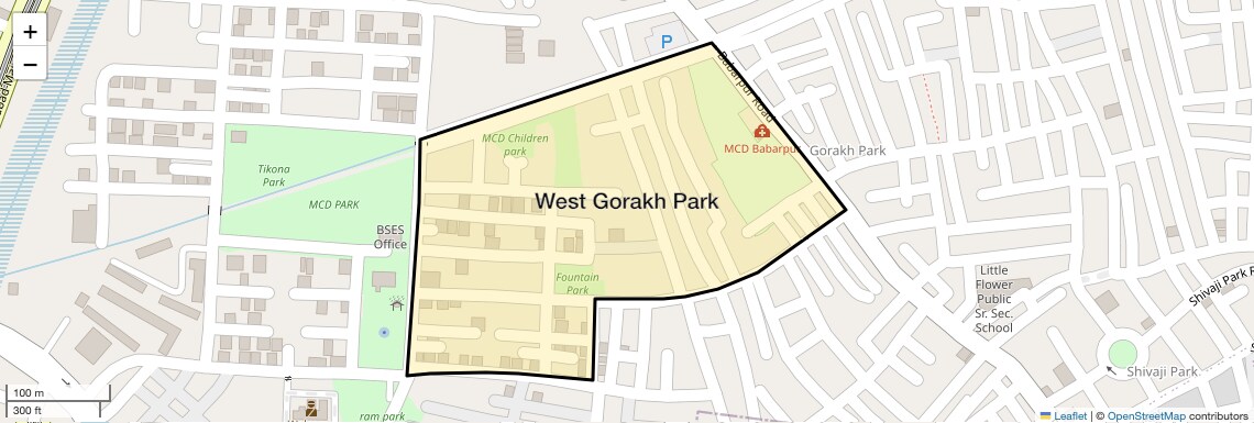 Location Map of West Gorakh Park, Delhi