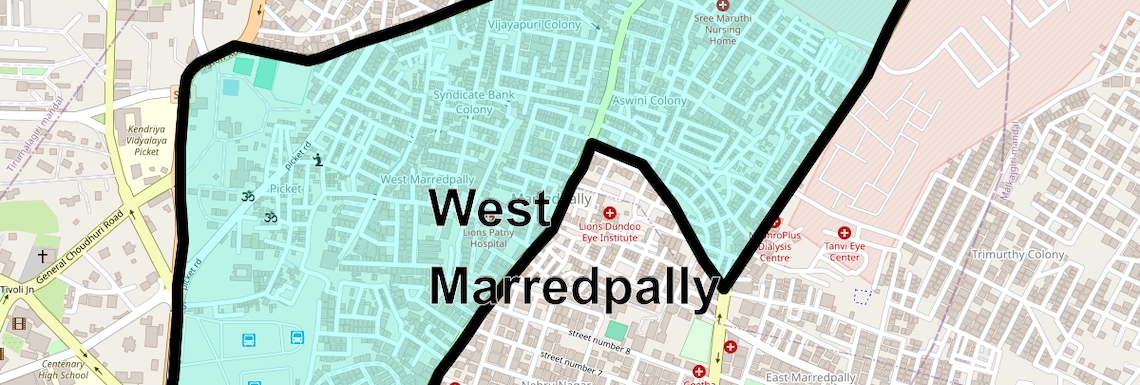 Location Map of West Marredpally, Hyderabad