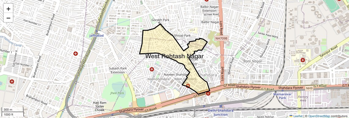 Location Map of West Rohtash Nagar, Delhi