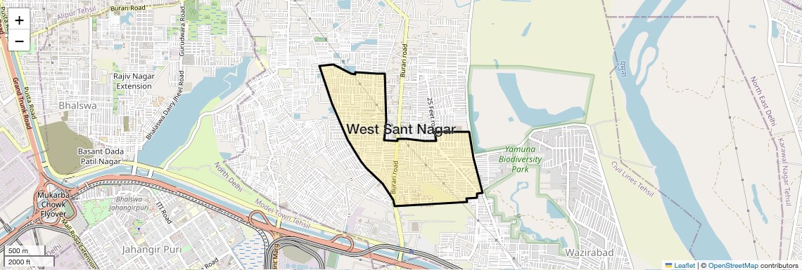 Location Map of West Sant Nagar, Delhi
